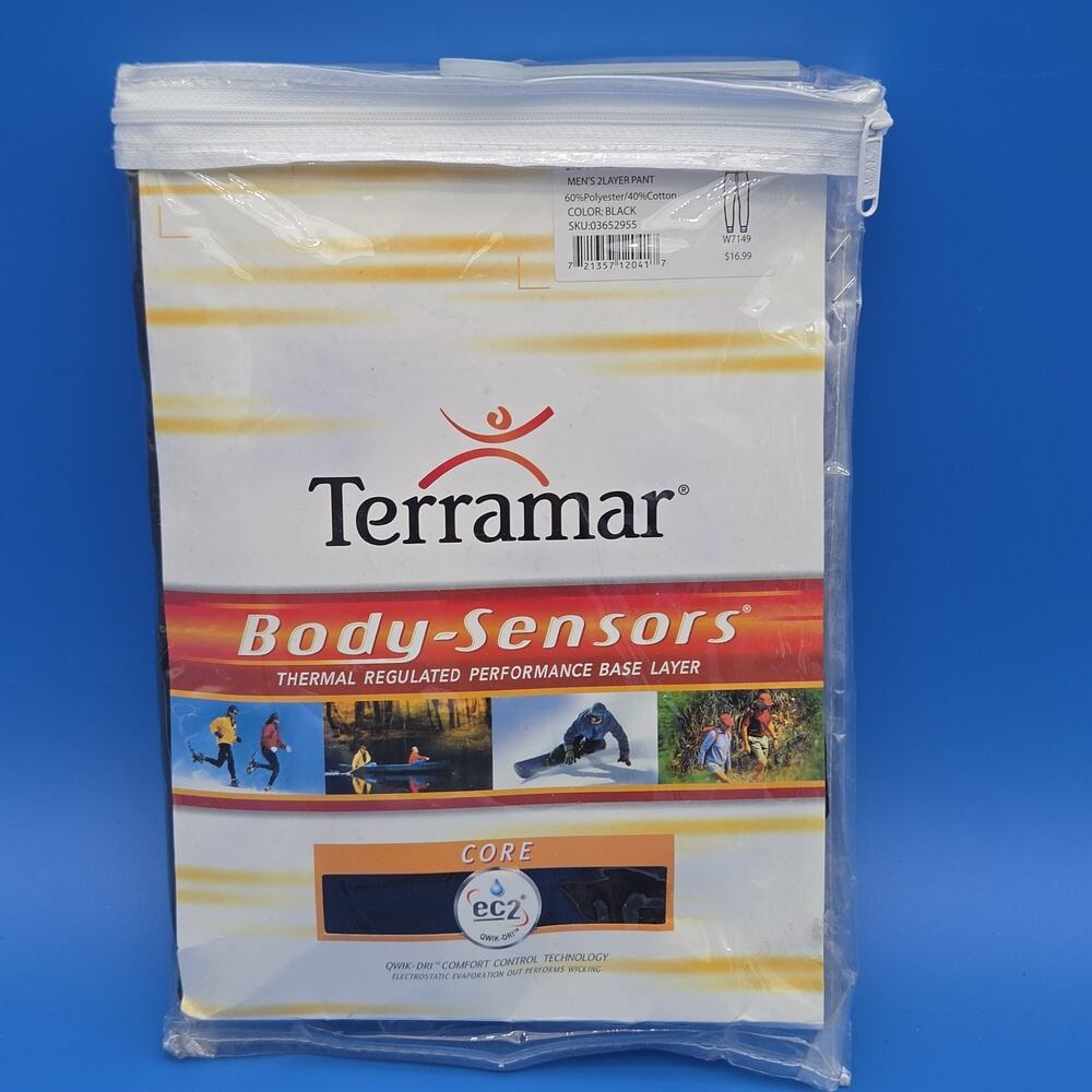 Terramar Body-Sensors Core Men’s Large Black Thermal Base Layer Pants W7149 NIP